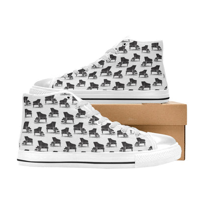 Piano Print Design LKS401 Men's High Top Canvas Shoes