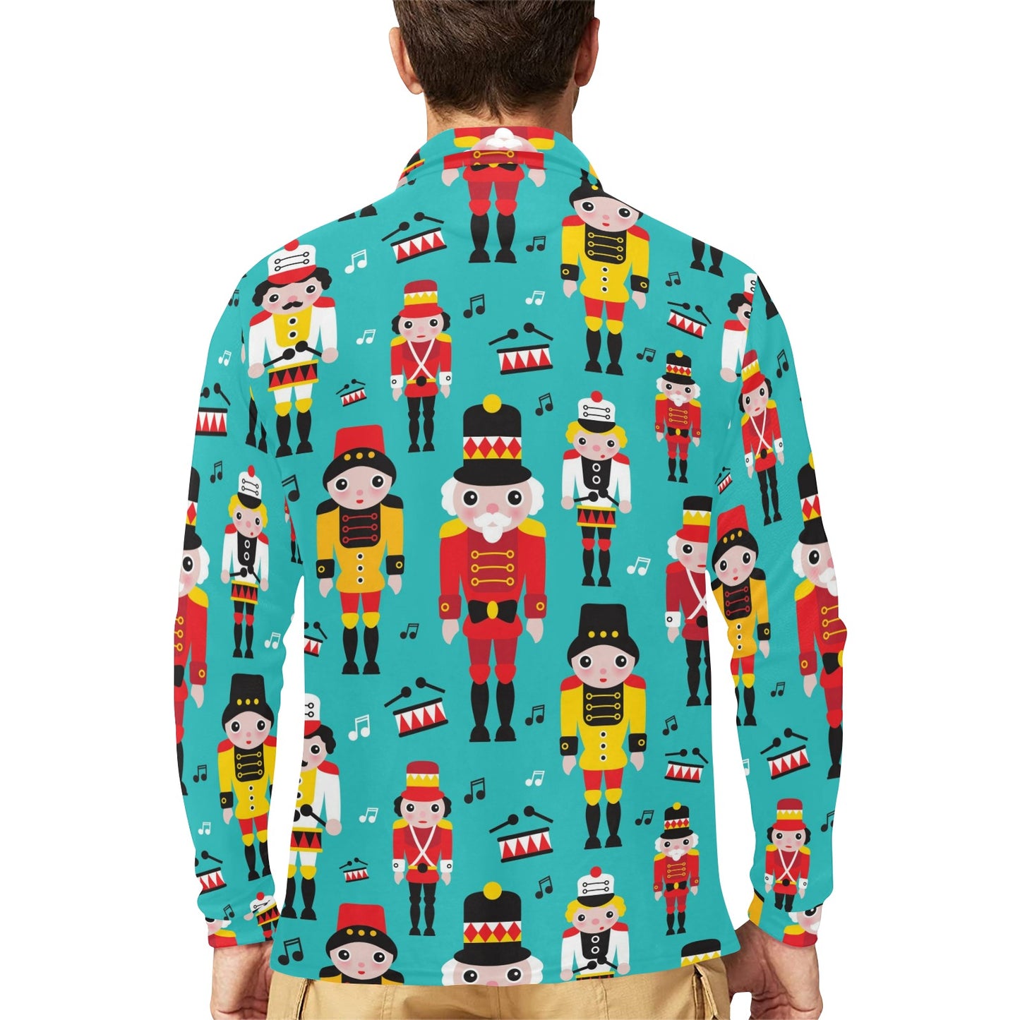Nutcracker Pattern Print Design A03 Long Sleeve Polo Shirt For Men's