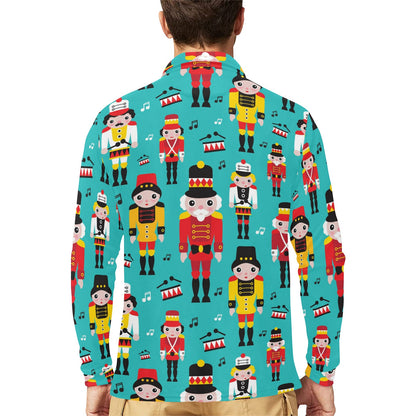 Nutcracker Pattern Print Design A03 Long Sleeve Polo Shirt For Men's