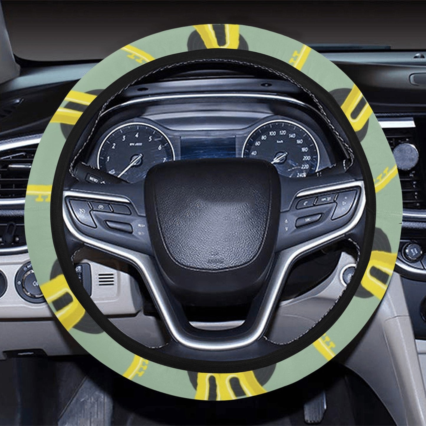 Saxophone Print Design LKS405 Steering Wheel Cover with Elastic Edge