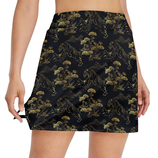 Tiger Japan Style Print Design LKS305 17" Golf & Pickleball Skort with Pockets