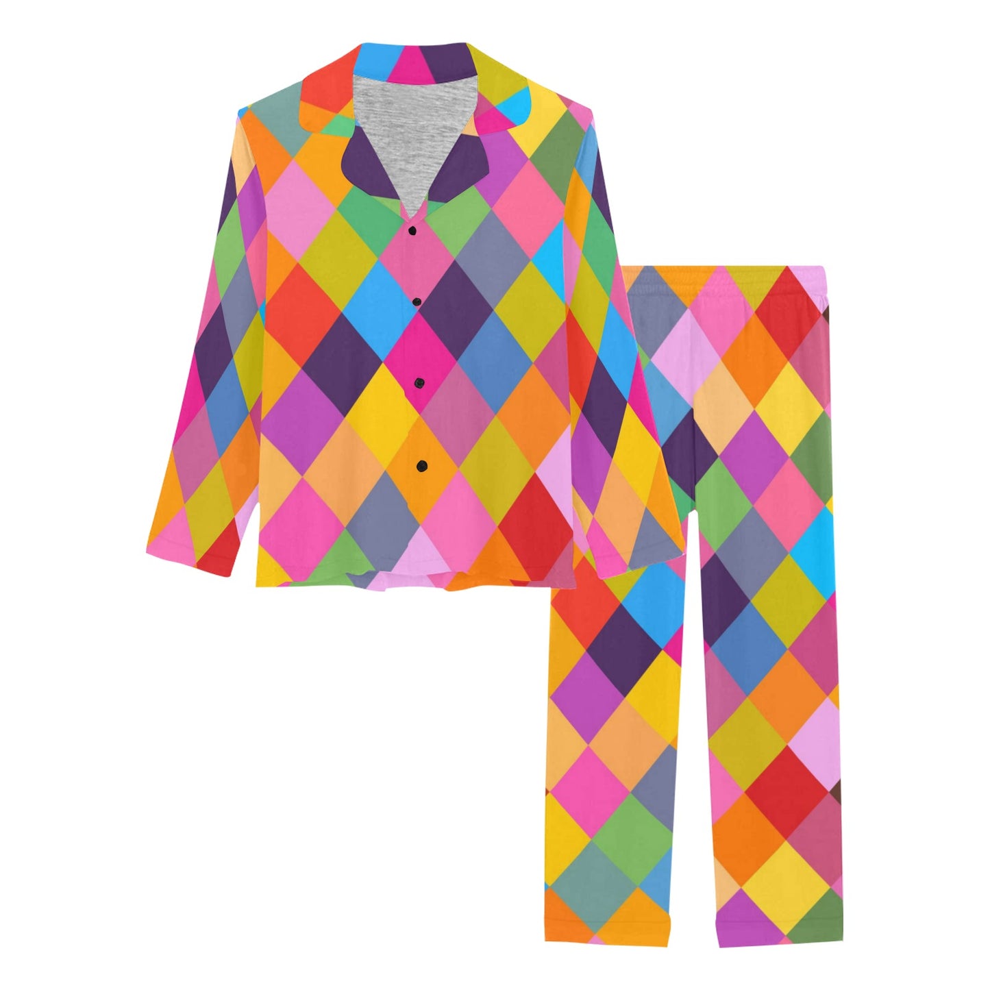 Harlequin Pattern Print Design 02 Women's Long Pajama Set
