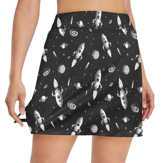 Space Rocket Print Design LKS303 17" Golf & Pickleball Skort with Pockets