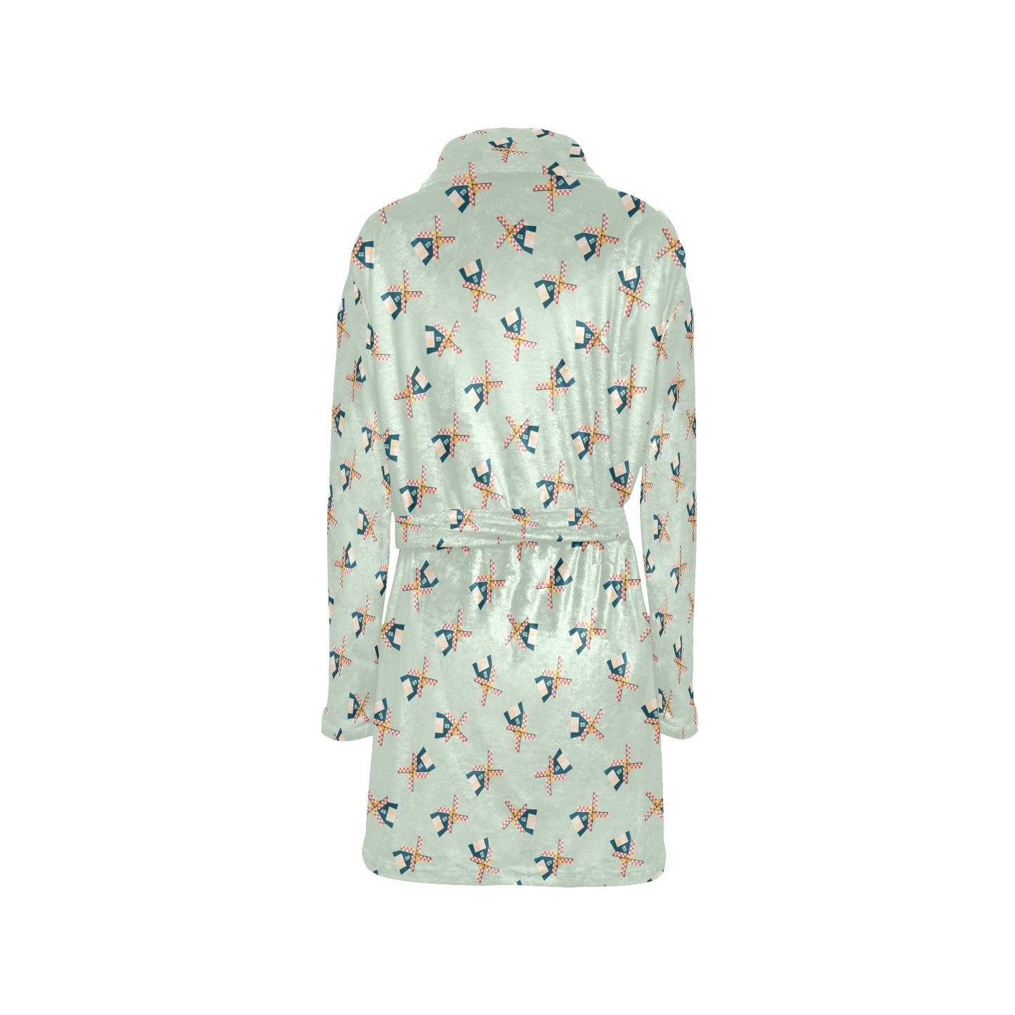 Windmill Pattern Print Design 02 Women's Fleece Robe