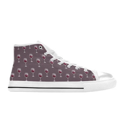 Wine Glass Pattern Print Design LKS305 Men's High Top Canvas Shoes