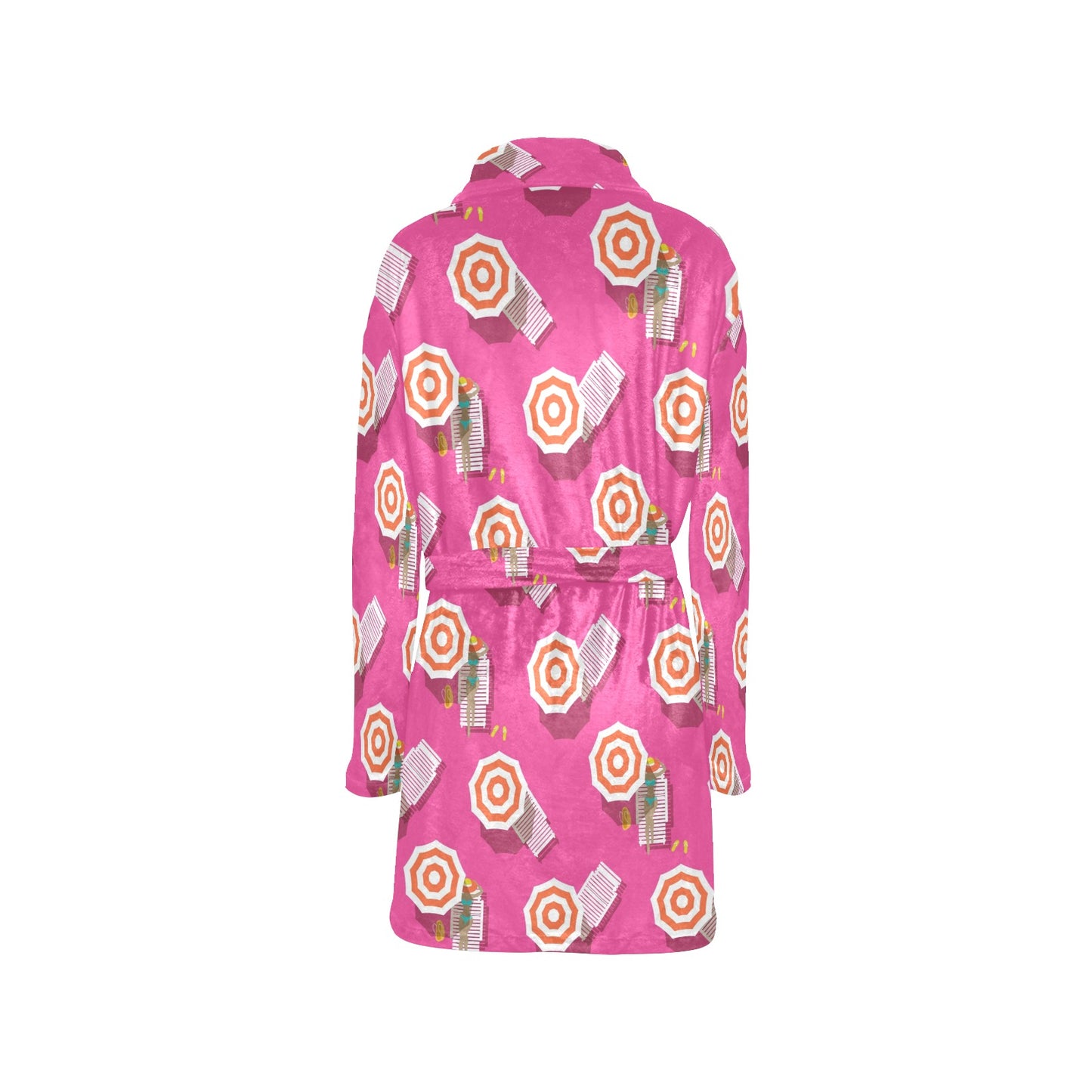 Beach Top View Umbrella Theme Women's Fleece Robe