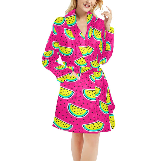 Watermelon Pattern Print Design WM04 Women's Fleece Robe