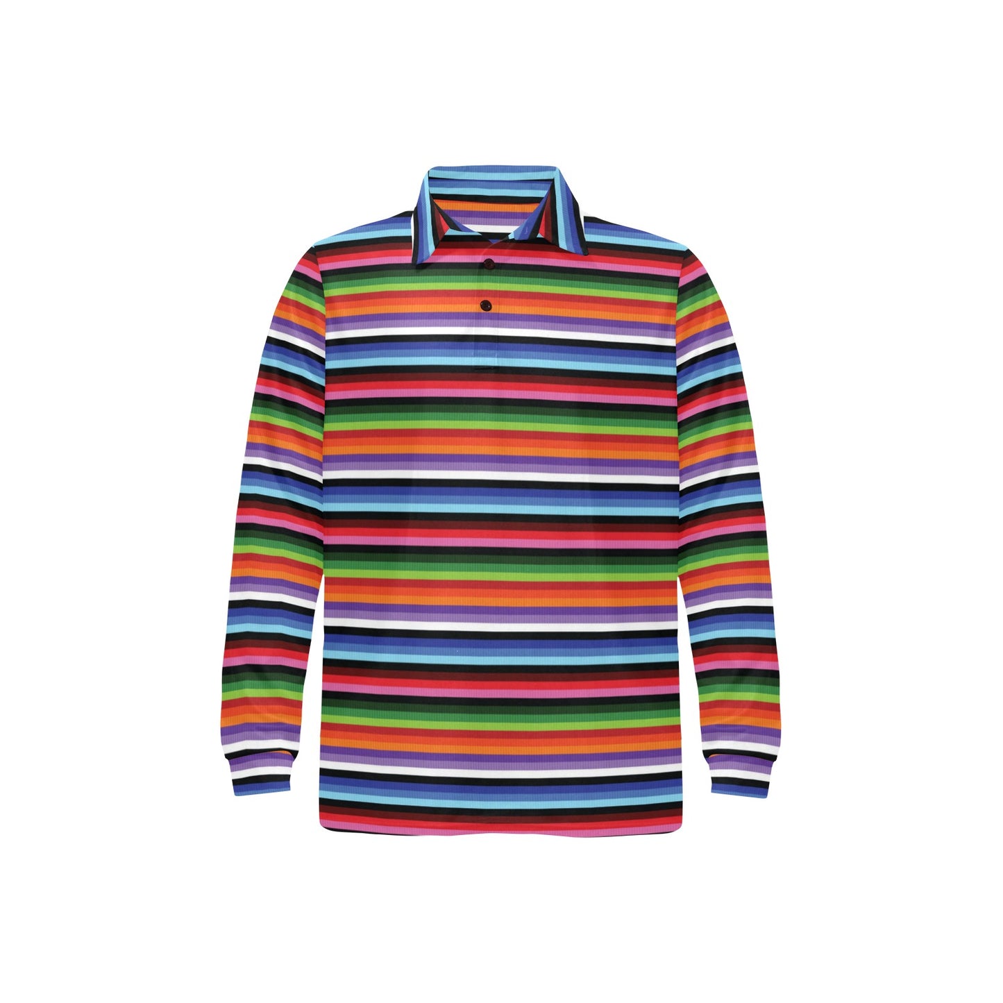 Serape Design Long Sleeve Polo Shirt For Men's