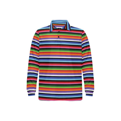 Serape Design Long Sleeve Polo Shirt For Men's