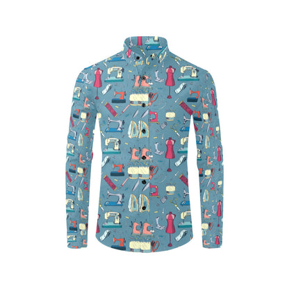 Sewing Equipment Print Design LKS301 Men's Long Sleeve Dress Shirt