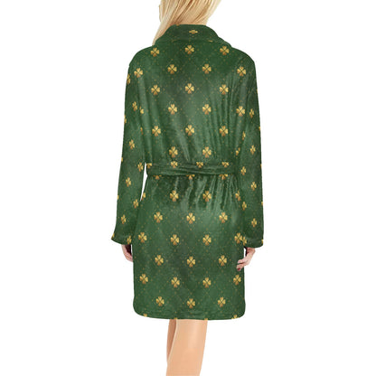 Clover Pattern Print Design 01 Women's Fleece Robe