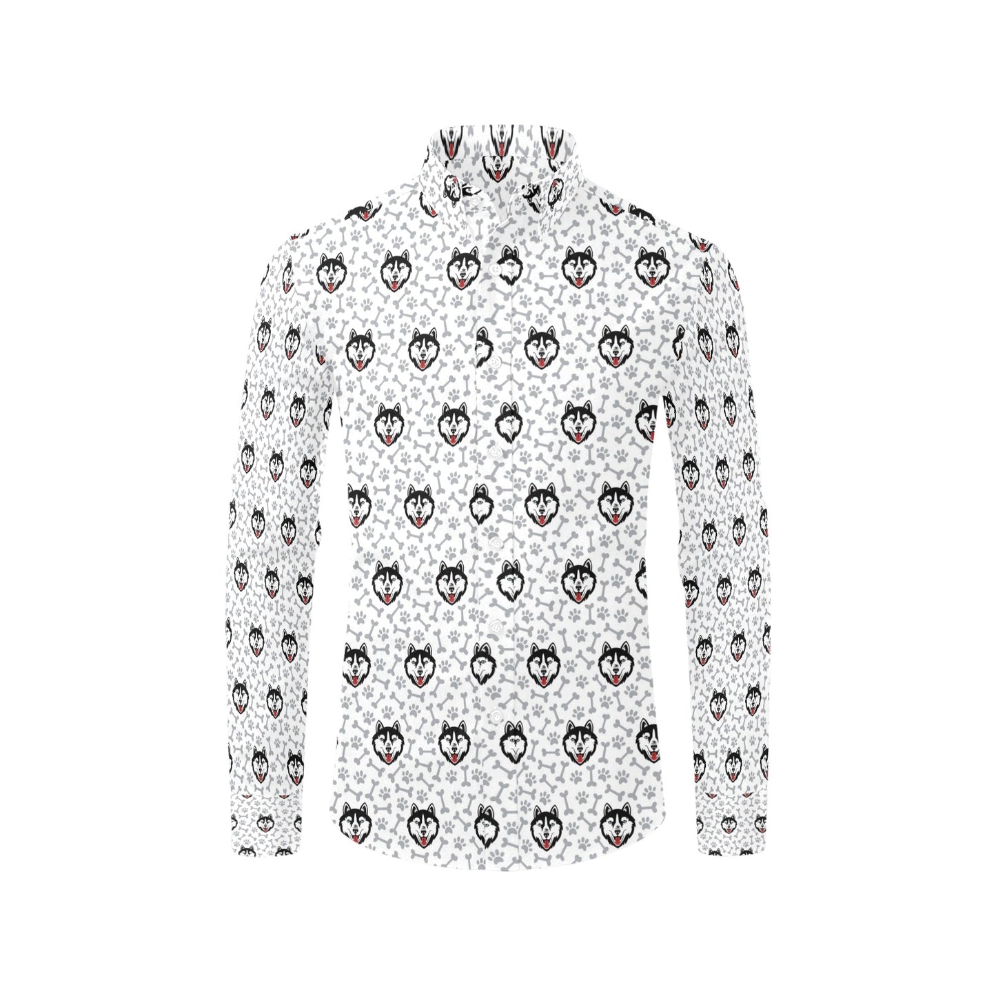Siberian Huskies Print Design LKS305 Men's Long Sleeve Dress Shirt