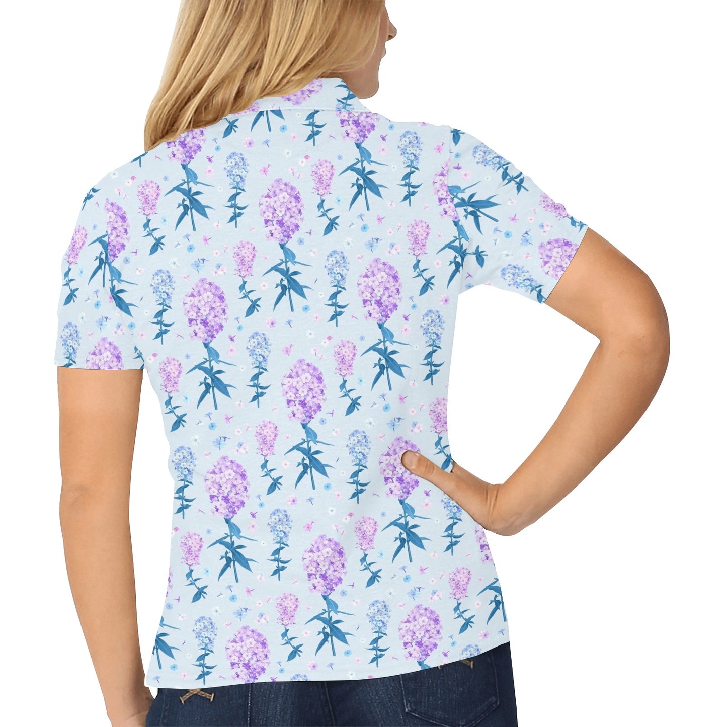 Lilac Pattern Print Design LI05 Women's Polo Shirt