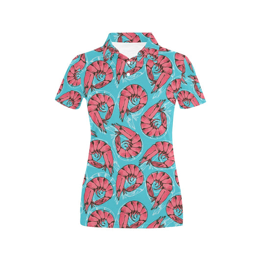 Prawn Pattern Print Design 01 Women's Polo Shirt