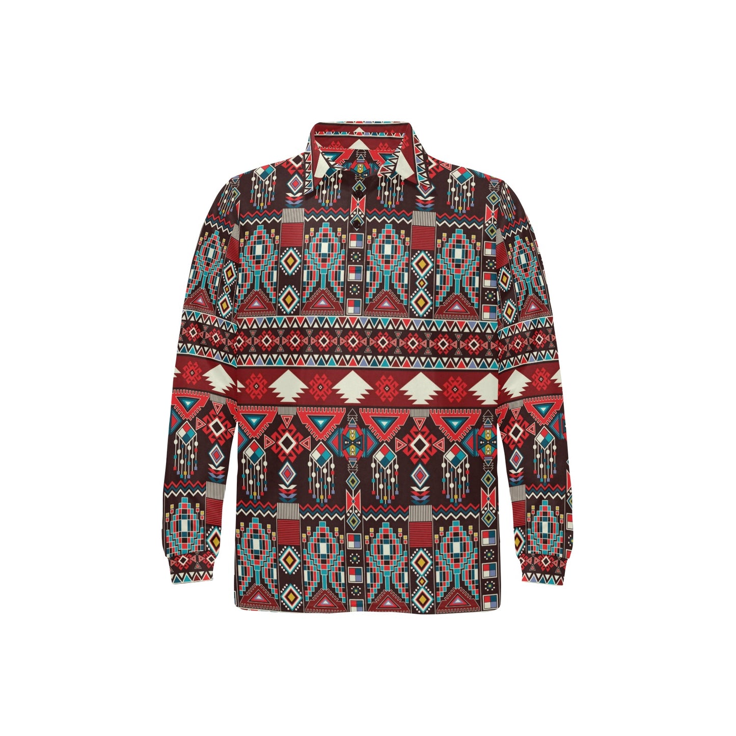 Tribal Aztec Indians native american Long Sleeve Polo Shirt For Men's