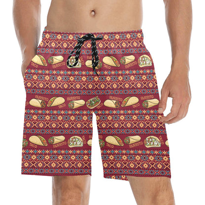 Burrito Taco Print Design LKS302 Men's Swim Trunks Beach Shorts
