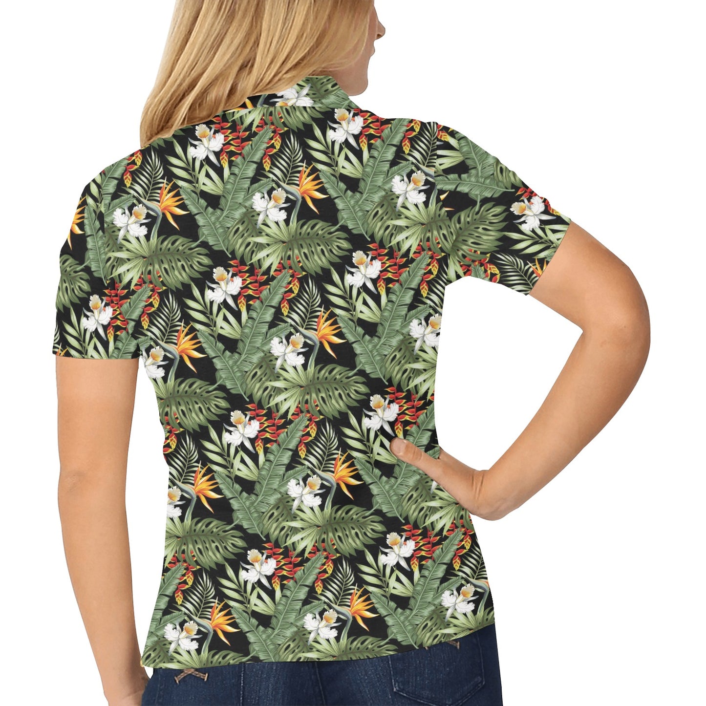 Bird Of Paradise Pattern Print Design 02 Women's Polo Shirt