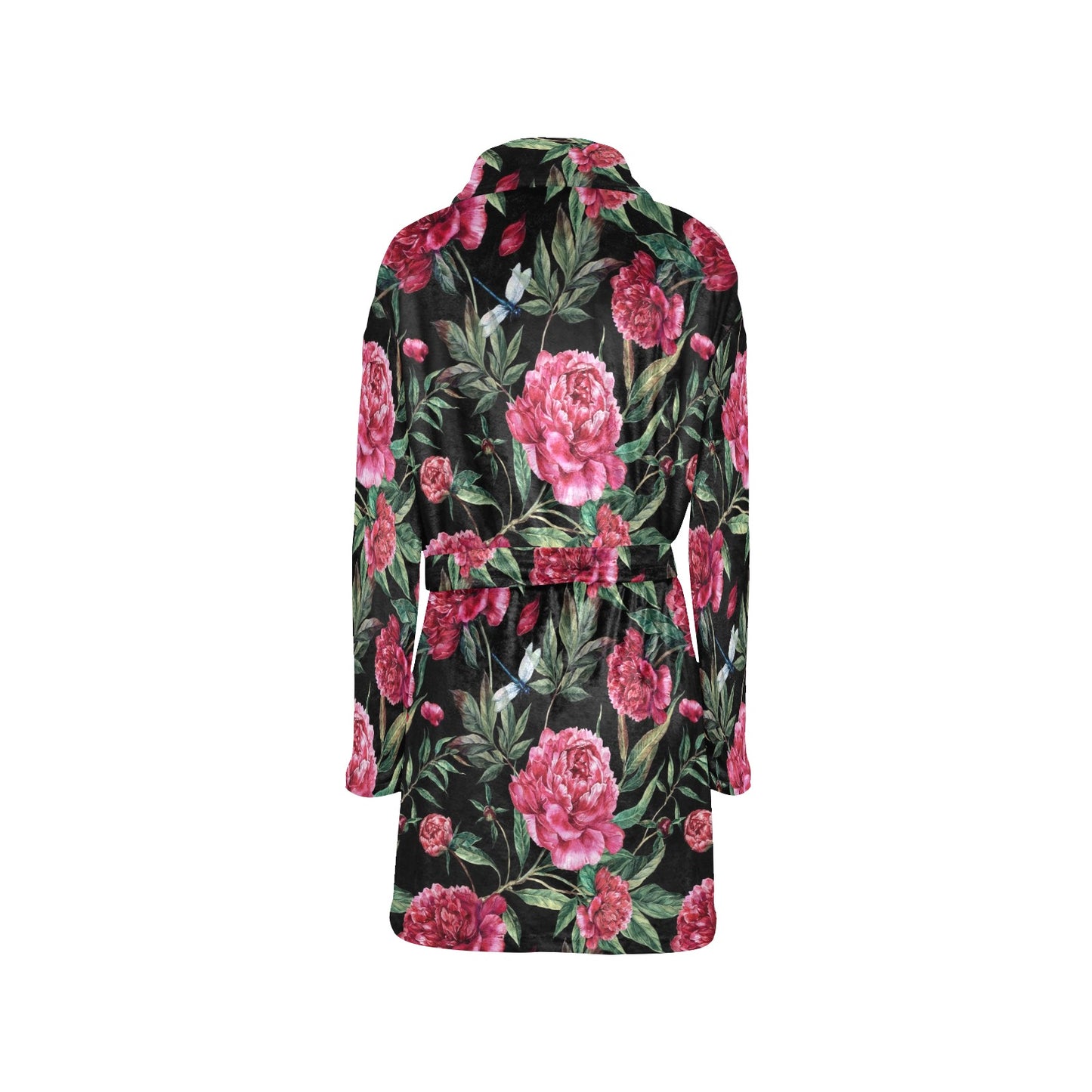 Peony Pattern Print Design PE04 Women's Fleece Robe