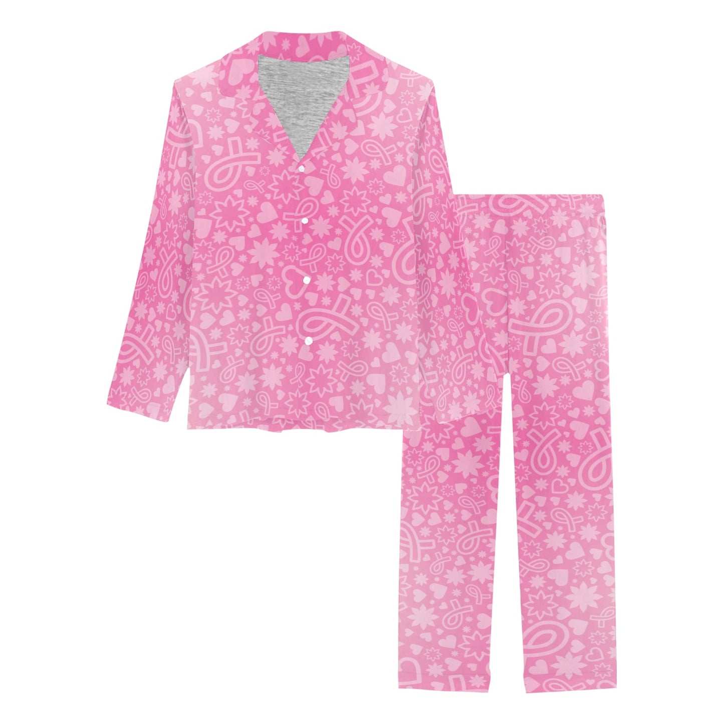 Breast cancer Pattern Print Design 02 Women's Long Pajama Set
