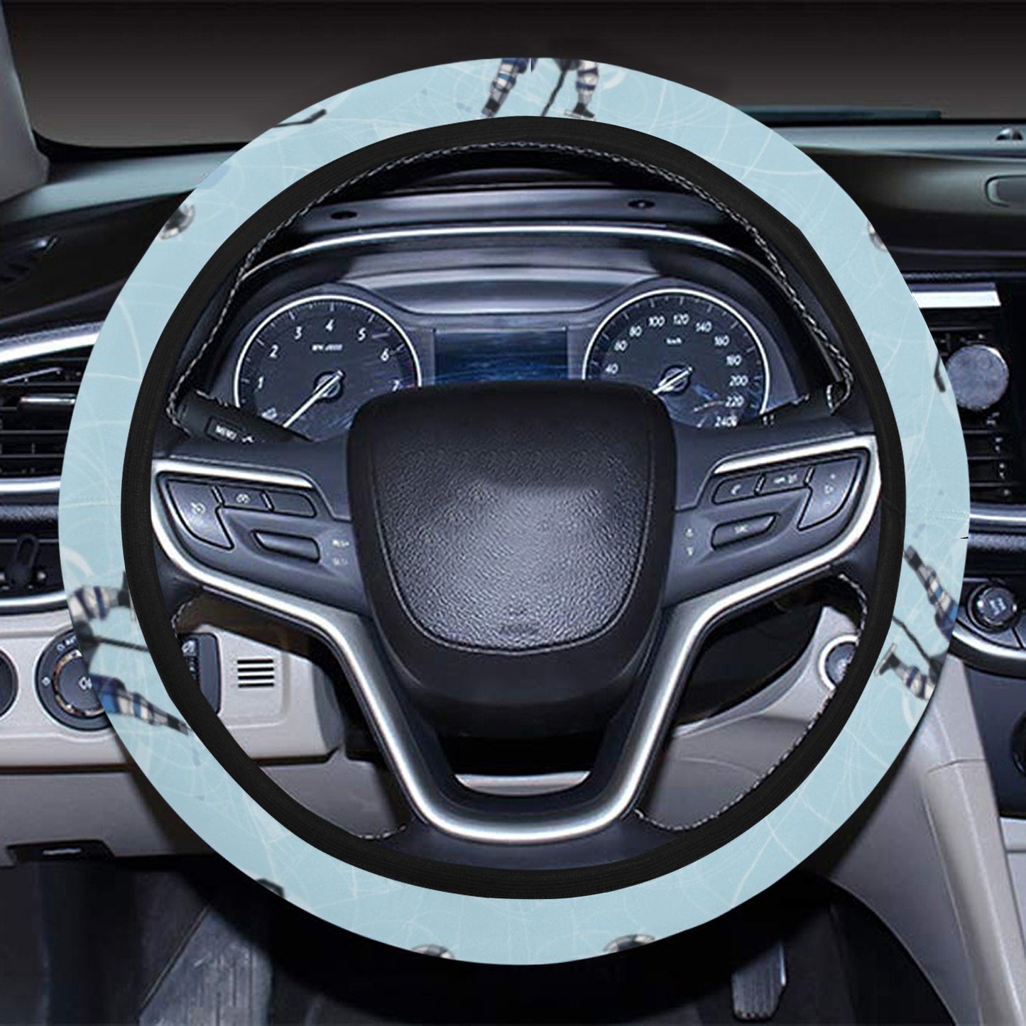 Hockey Player Print Design LKS302 Steering Wheel Cover with Elastic Edge