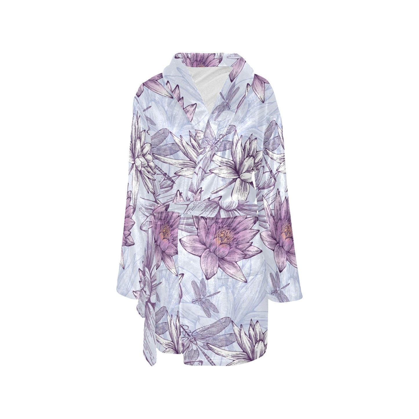 Water Lily Pattern Print Design WL01 Women's Fleece Robe