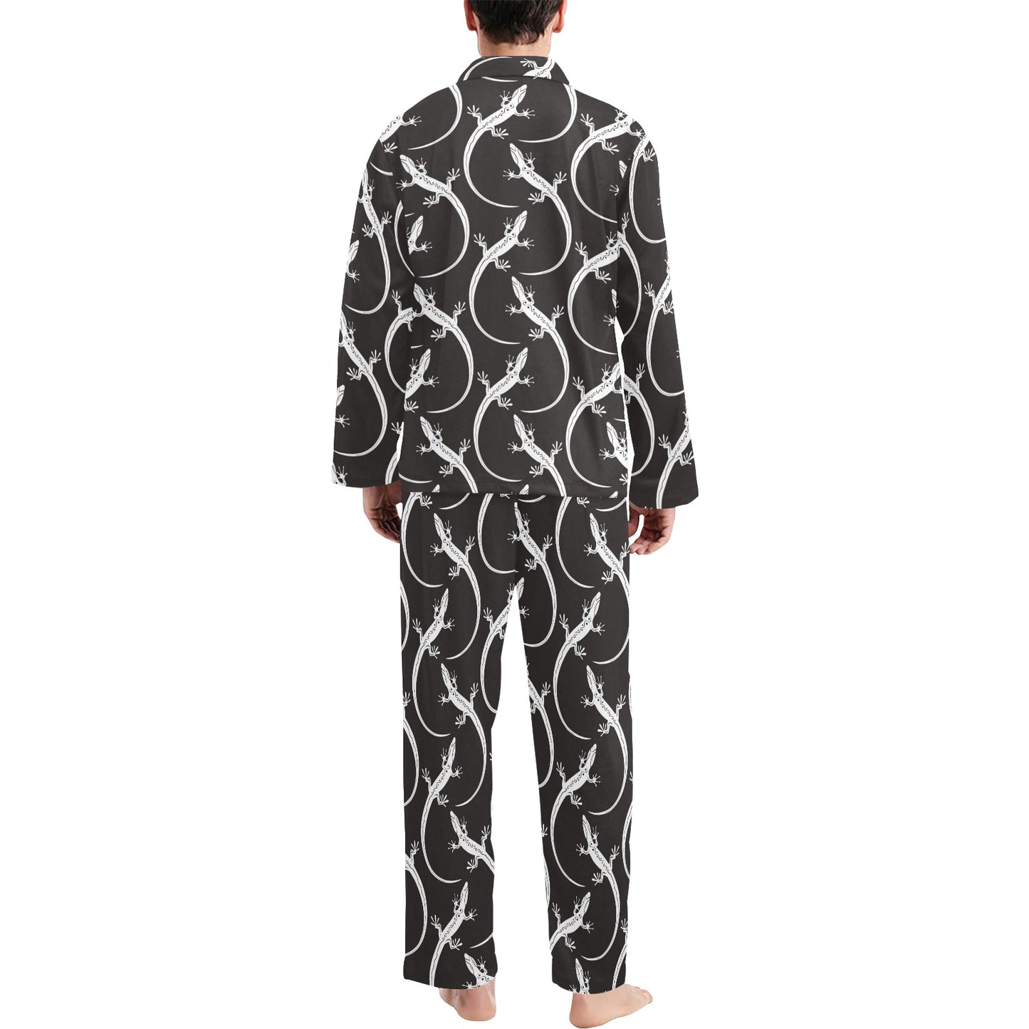 lizard Pattern Print Design 01 Men's Long Pajama Set