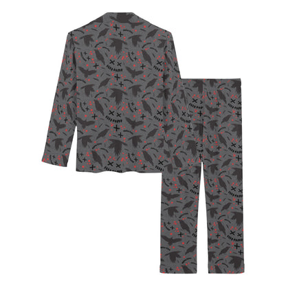Crow Pattern Print Design 02 Women's Long Pajama Set