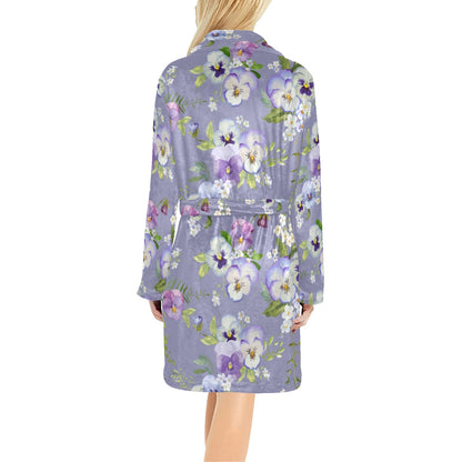Pansy Pattern Print Design PS05 Women's Fleece Robe