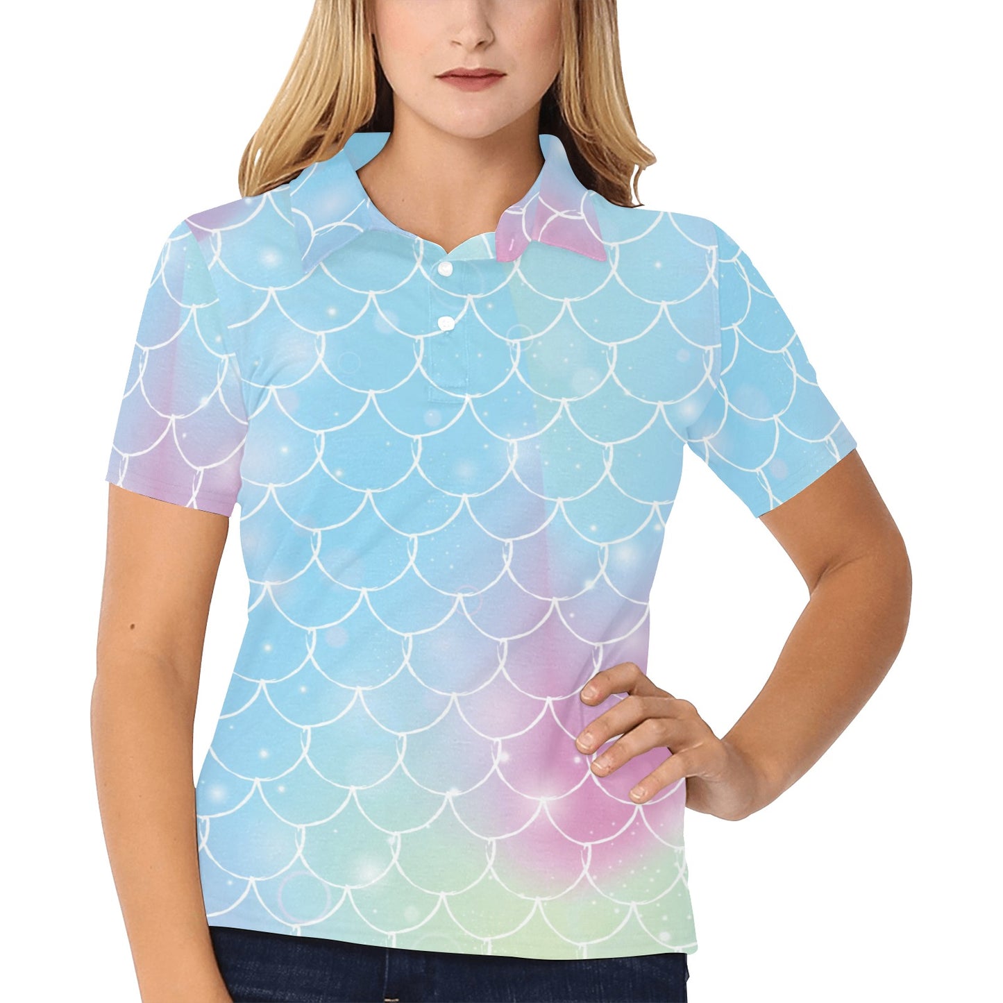Rainbow Pattern Print Design A06 Women's Polo Shirt