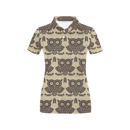 Owl Pattern Print Design A01 Women's Polo Shirt