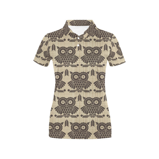 Owl Pattern Print Design A01 Women's Polo Shirt