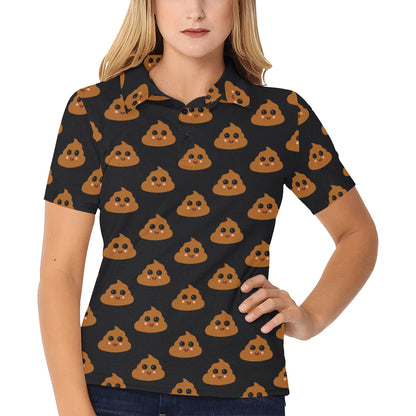 Poop Emoji Pattern Print Design A01 Women's Polo Shirt