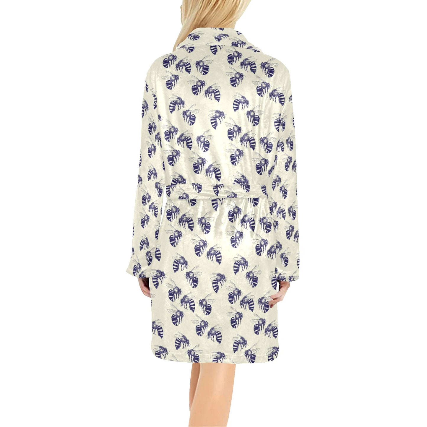 Bee Pattern Print Design 02 Women's Fleece Robe