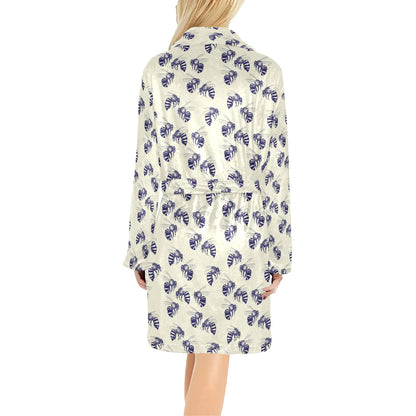 Bee Pattern Print Design 02 Women's Fleece Robe