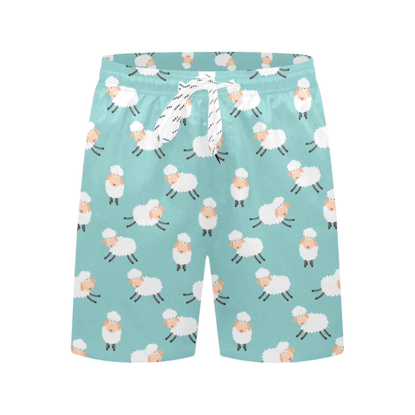 Sheep Print Design LKS406 Men's Swim Trunks Beach Shorts