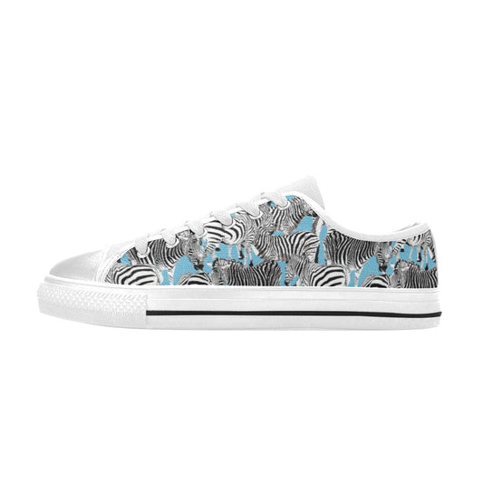 Zebra Print Design LKS305 Women's White Low Top Shoes