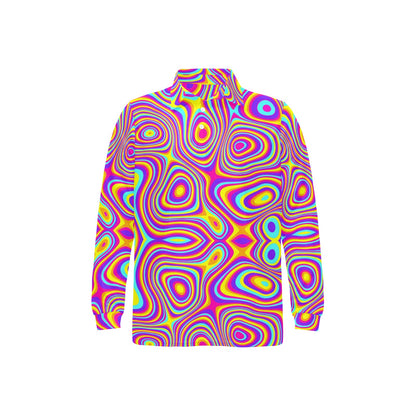 Liquid Pattern Print Design 06 Long Sleeve Polo Shirt For Men's