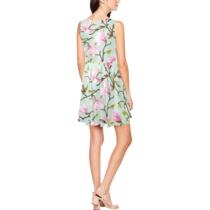 Magnolia Pattern Print Design MAG04 Sleeveless Dress