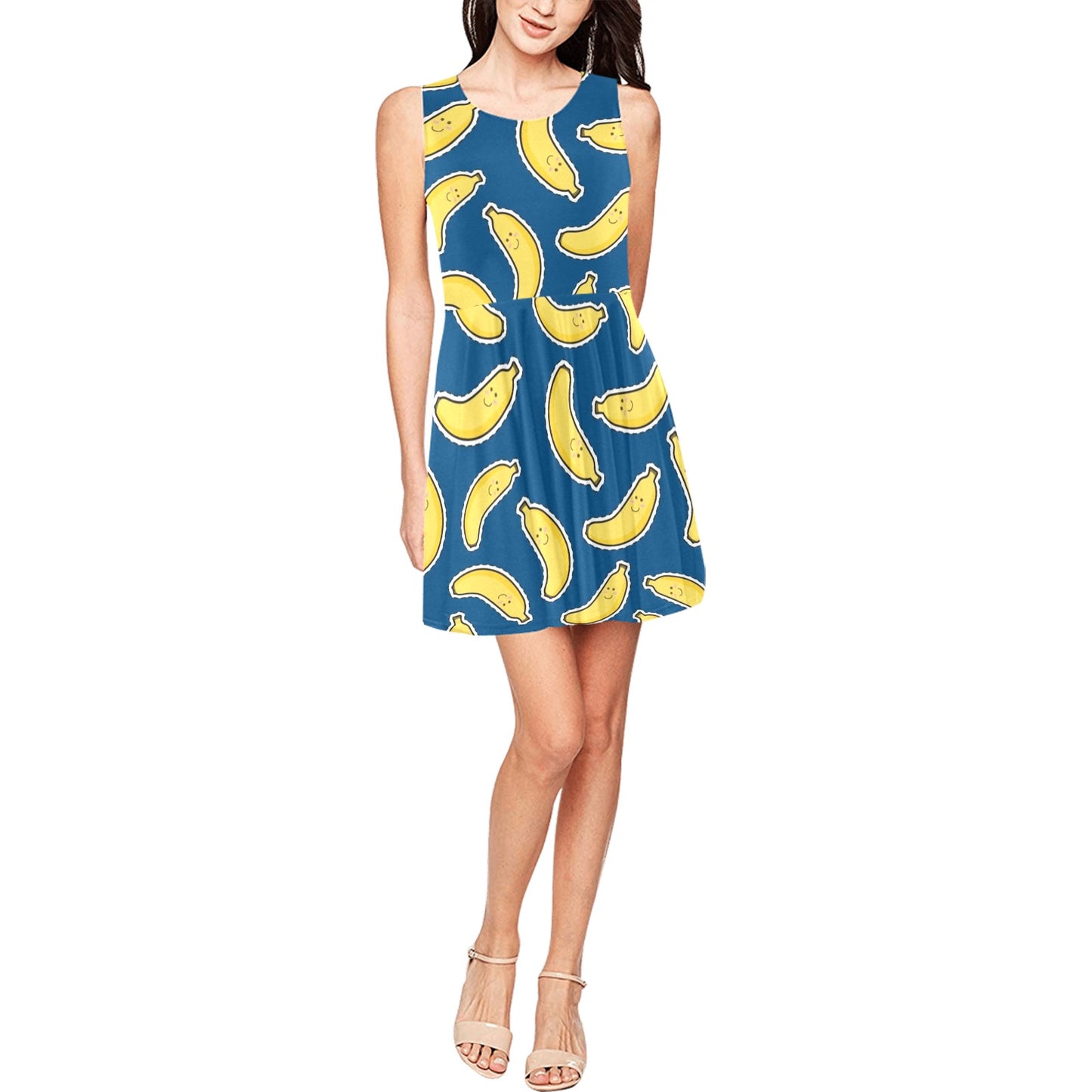Banana Pattern Print Design BA03 Sleeveless Dress