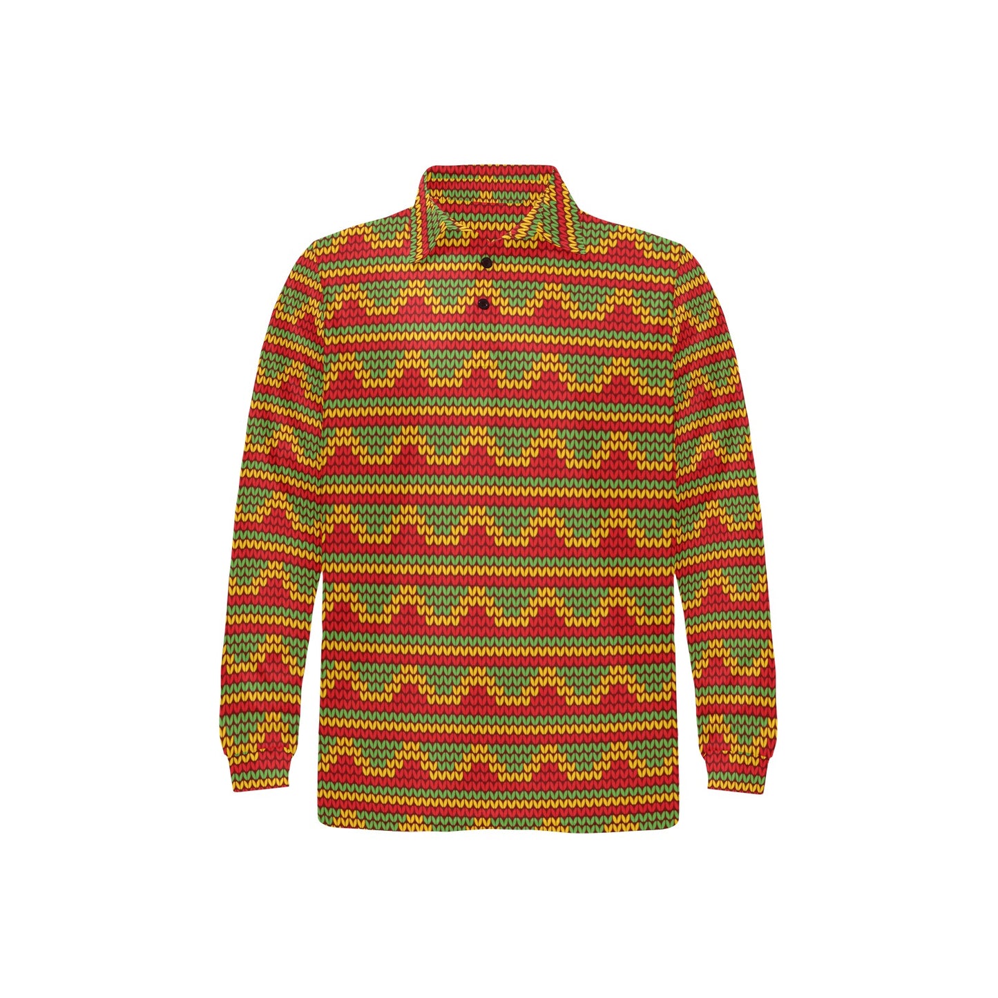 Rasta Reggae Color Print Long Sleeve Polo Shirt For Men's