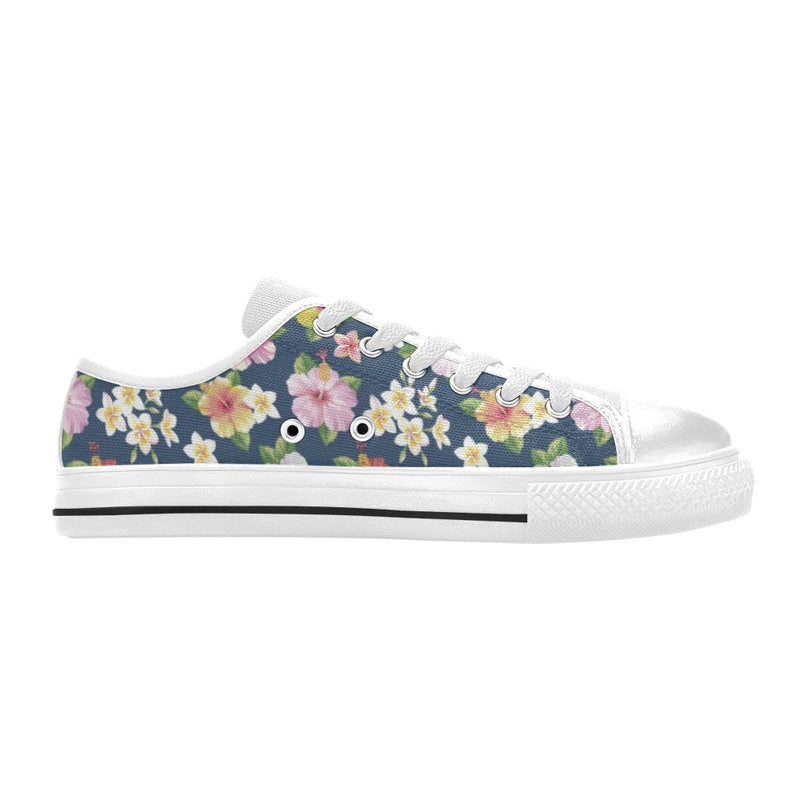 Hibiscus Sweet Print Design LKS304 Women's White Low Top Shoes