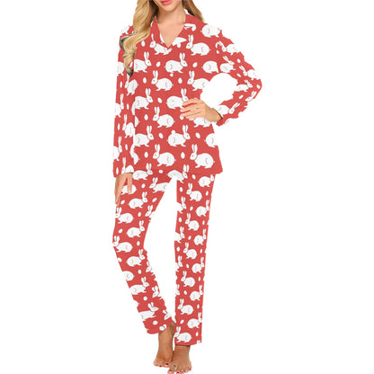 Rabbit Pattern Print Design RB017 Women's Long Pajama Set