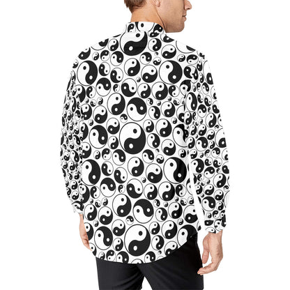 Yin Yang Print Design LKS302 Men's Long Sleeve Dress Shirt