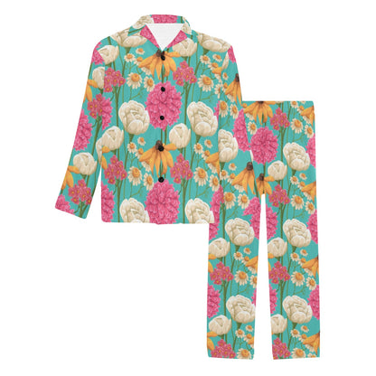 Summer Floral Pattern Print Design SF07 Men's Long Pajama Set
