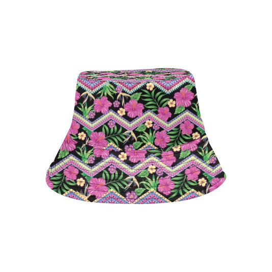 Hibiscus Pink Zigzag Line Pattern Design LKS307 Unisex Bucket Hat