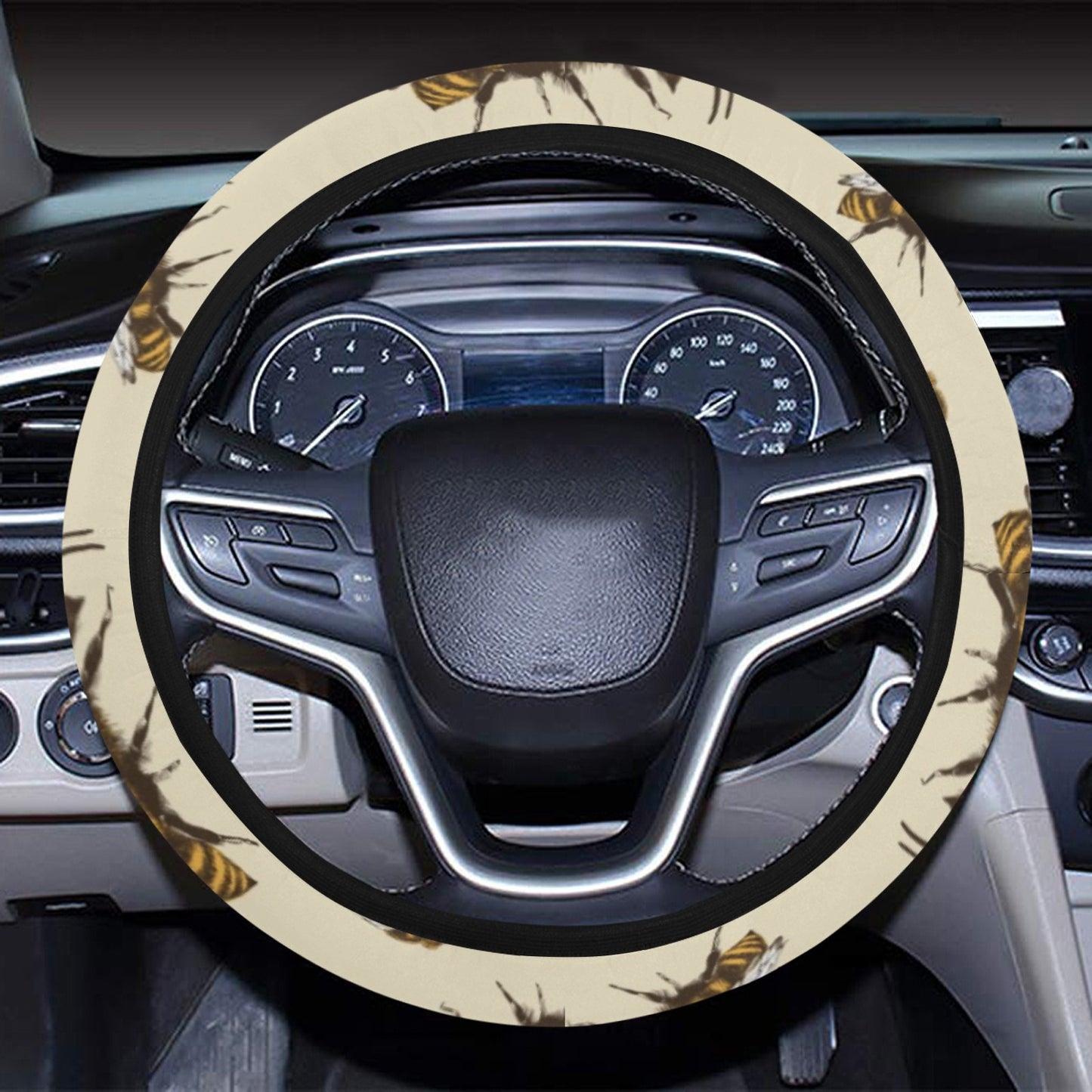Bee Print Design LKS306 Steering Wheel Cover with Elastic Edge