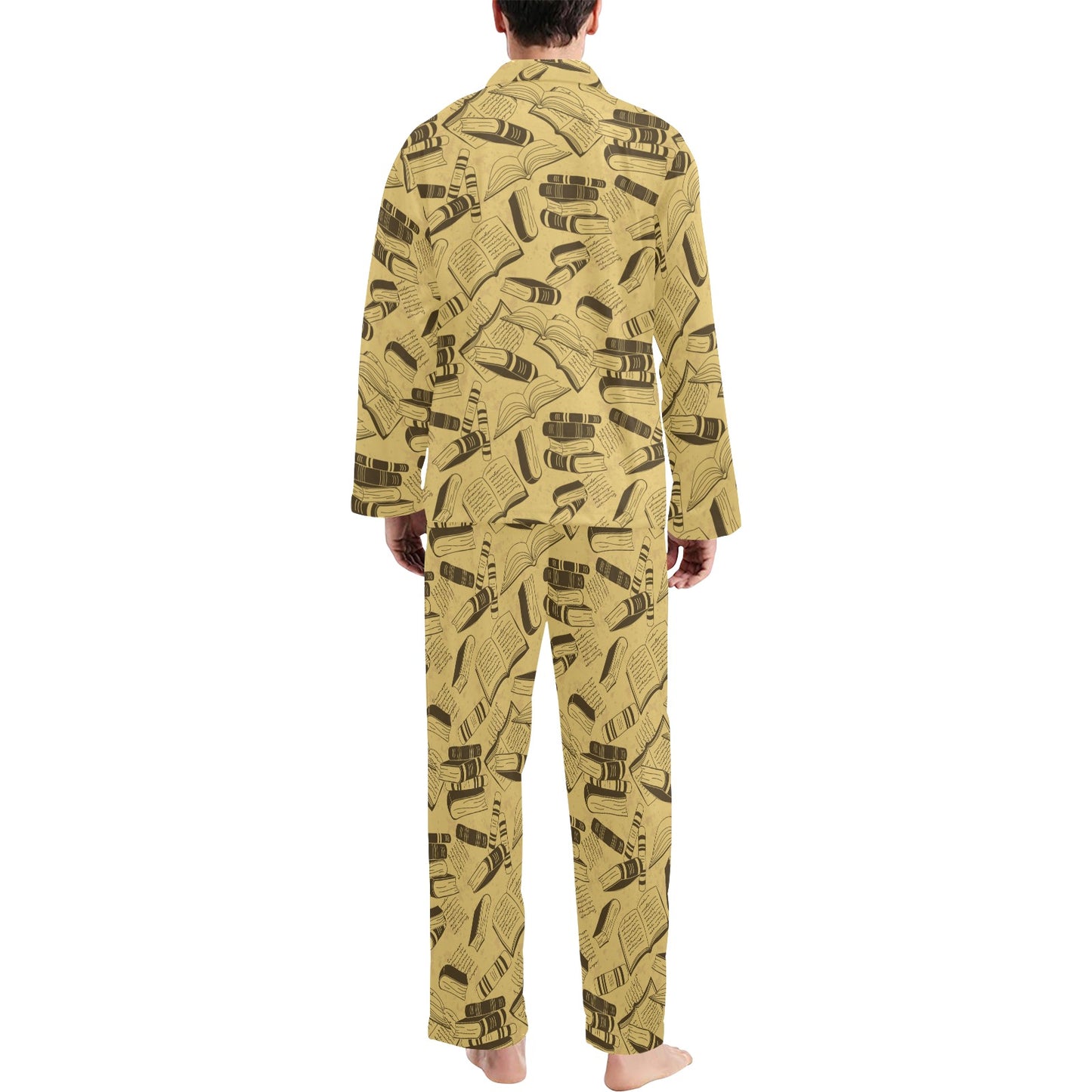 Book Pattern Print Design 02 Men's Long Pajama Set