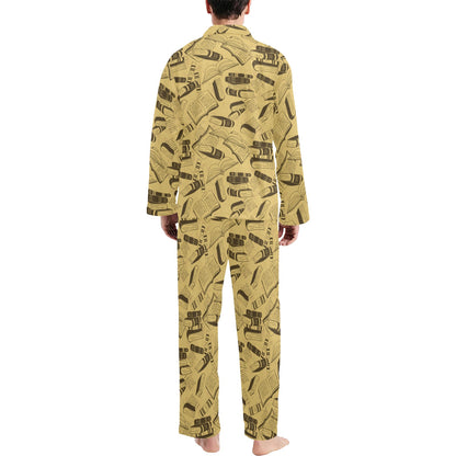 Book Pattern Print Design 02 Men's Long Pajama Set