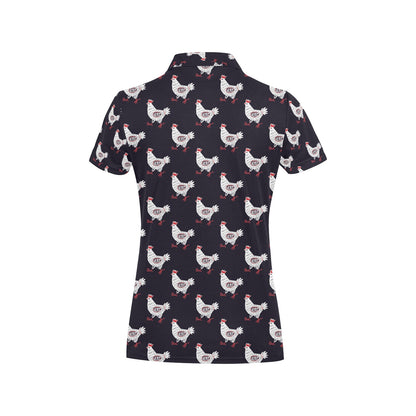 Chicken Pattern Print Design 03 Women's Polo Shirt