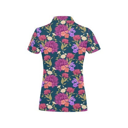 Dahlia Pattern Print Design DH01 Women's Polo Shirt